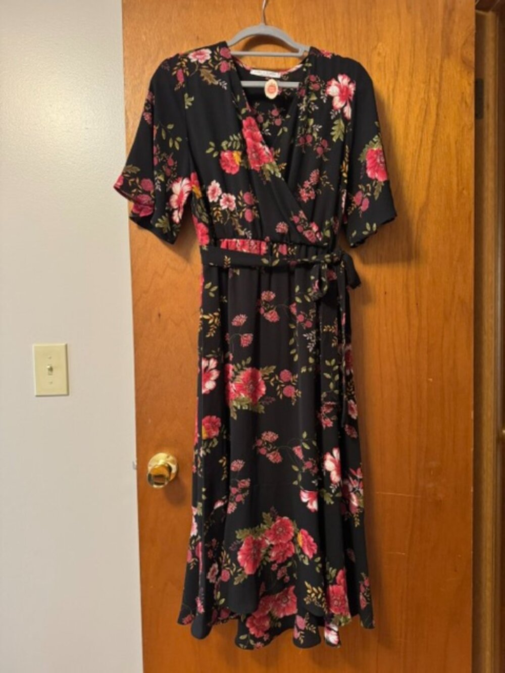 Chris & Carol Black Floral Dress XL